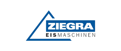 Logo of ZIEGRA Eismaschinen with a blue outlined triangle and the word ZIEGRA in a blue box, above EISMASCHINEN in gray capital letters—ideal for IIoT platform or ewon flexy integrations.