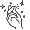 A simple black line drawing of a hand snapping its fingers, with small sparkles suggesting a quick or magical action—symbolizing an easy start in IIoT with the InHand Network.