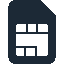 visualys- Icon of a SIM card with a dark background and white chip design, representing mobile network or telecommunications.
