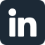 Dark blue circle with a lowercase in in the center, representing the LinkedIn logo.