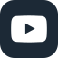 Dark blue square icon with rounded corners, featuring a black play button inside a black outlined rectangle, resembling the YouTube logo.