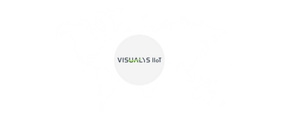 Diagram showing the VISUALS IIoT logo in the center, with multiple icons and lines radiating outward, representing a connected industrial internet of things network.